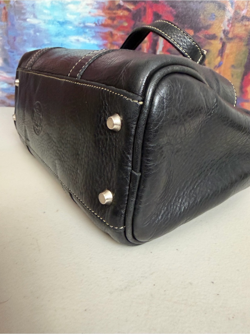 Vintage Roots Canada Black Genuine Leather Shoulder Bag Made in Canada - Picture 9 of 12